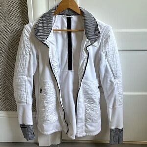 Lululemon White/Navy Jacket, Size S/M, Great Condition. Zip Off Hood Included.